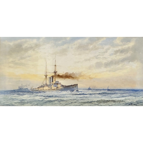 390H - A large watercolour drawing by William Stewart (1823-1906) of H.M.S Commonwealth. Launched 1903. 49x... 