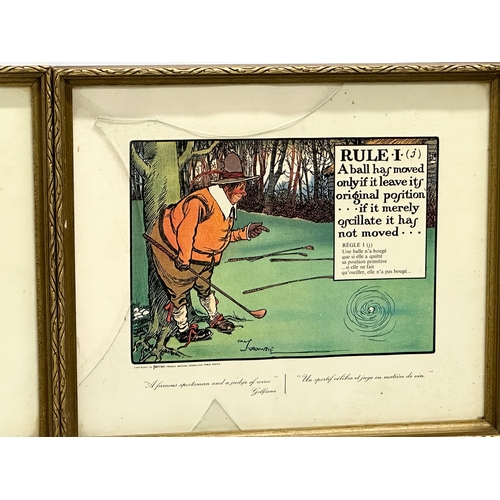 390G - A set of 12 vintage Charles Crombie ‘Rules of Golf’ prints. Copyright of Perrier, French Natural Spa... 