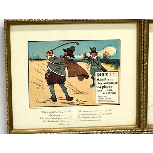 390G - A set of 12 vintage Charles Crombie ‘Rules of Golf’ prints. Copyright of Perrier, French Natural Spa... 