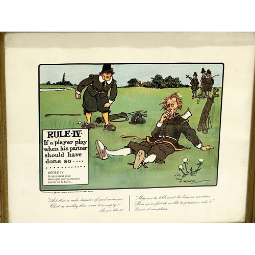 390G - A set of 12 vintage Charles Crombie ‘Rules of Golf’ prints. Copyright of Perrier, French Natural Spa... 