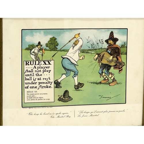 390G - A set of 12 vintage Charles Crombie ‘Rules of Golf’ prints. Copyright of Perrier, French Natural Spa... 