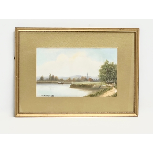 390M - An oil painting by J. Maurice Hosking. 35x21cm. Frame 54x39cm