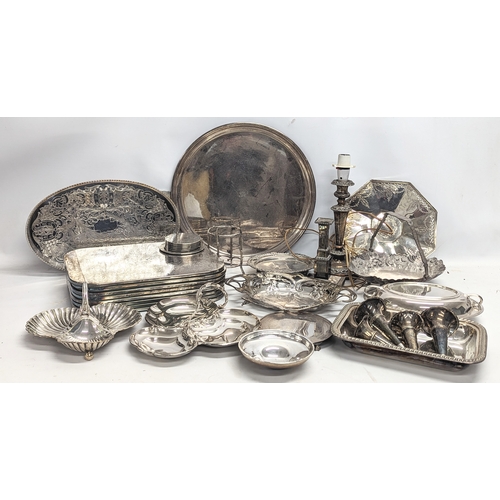 665 - A quantity of 19th Century / 20th Century silver plate, including Walker & Hall.