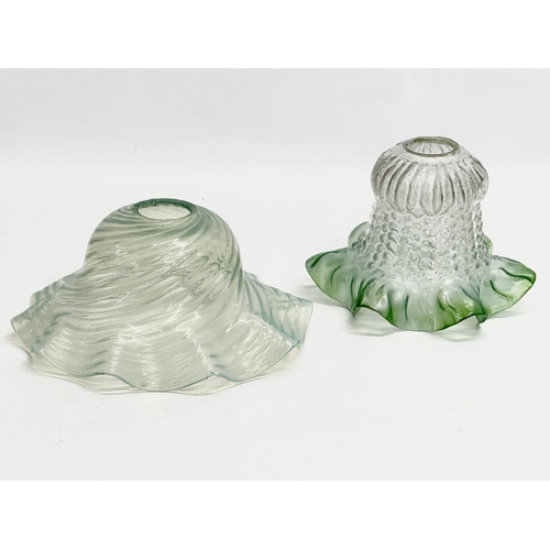 656 - 2 early/mid 20th century glass light shades. 17cm