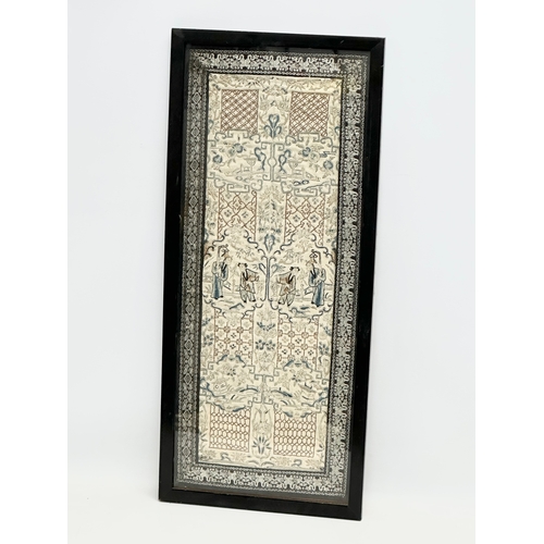 653 - A mid 20th century Japanese embroidered silk. 26x59cm