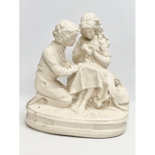 680 - A large early 20th century ‘His First Love’ figurine, with a pair of early 20th century ‘Thought & R... 