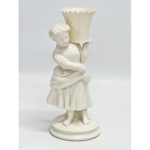 648 - A pair of Belleek Pottery ‘Basket Carrier’ figurines. Girl basket Bearer, Boy Basket Bearer. 21.5cm