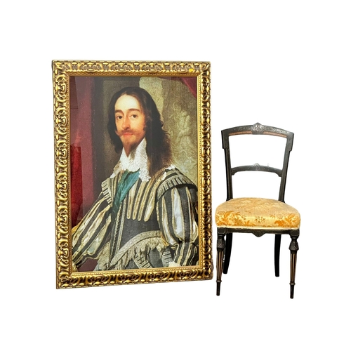 100C - A large 17th Century style glass print of King Charles I from the original painting by Daniël Mijten... 