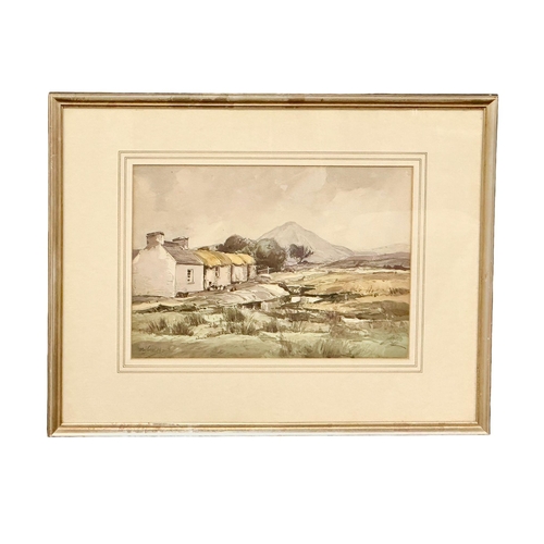 100H - A watercolour by Theo J. Gracey. Irish Cottages. 37x26cm. Frame 59x46cm