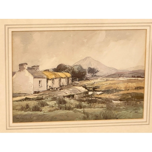 100H - A watercolour by Theo J. Gracey. Irish Cottages. 37x26cm. Frame 59x46cm