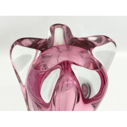 61 - 2 pieces of Bohemian Glass designed by Josef Hospodka. A bowl 15x16x12cm. Vase 30.5cm