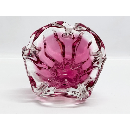 61 - 2 pieces of Bohemian Glass designed by Josef Hospodka. A bowl 15x16x12cm. Vase 30.5cm