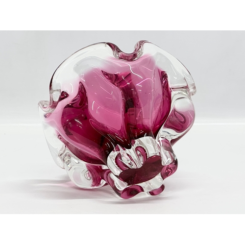 61 - 2 pieces of Bohemian Glass designed by Josef Hospodka. A bowl 15x16x12cm. Vase 30.5cm