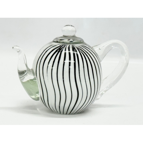 66 - 3 Art Glass teapot paperweights. 14x10cm