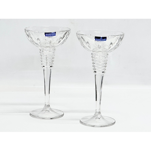 67 - A pair of large Waterford Marquis ‘Gemini’ crystal candleholders/candlesticks. 10.5x20cm