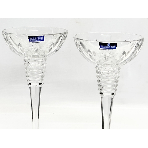 67 - A pair of large Waterford Marquis ‘Gemini’ crystal candleholders/candlesticks. 10.5x20cm