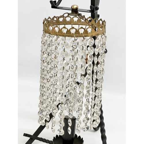 415 - A Steampunk table lamp with glass droplets. 46cm