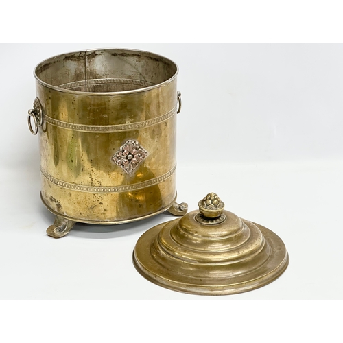 112 - An Early 20th Century brass coal bin. 32x33x45cm