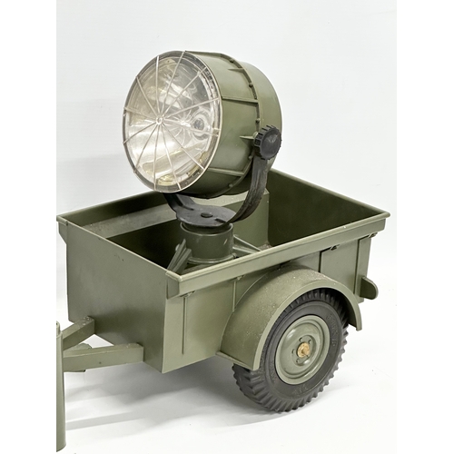 407 - A vintage Marx army jeep and trailer. 88cm