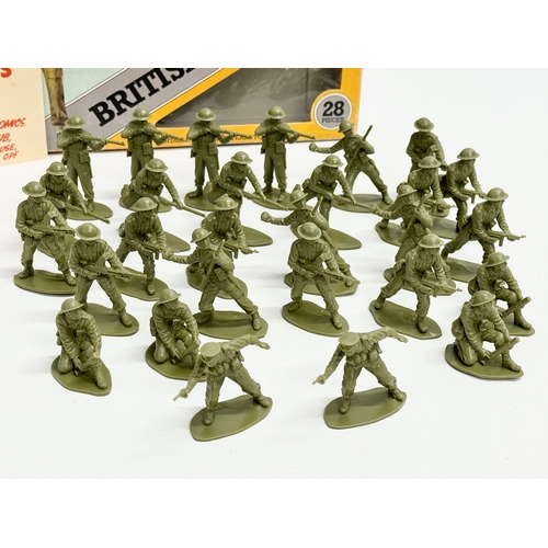 441 - A vintage Airfix British Infantry Model Figures. 28 pieces. 1/32 scale. Original box.