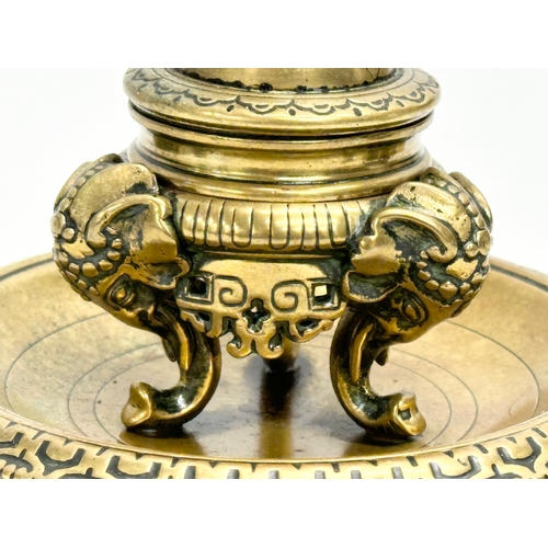 17 - A Late 19th Century Victorian brass Burmese style inkwell/inkstand. 12.5x10cm