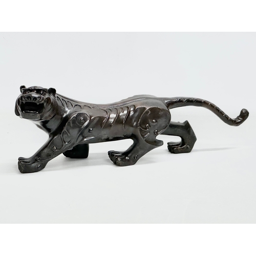 12 - An Early 20th Century Chinese Feng Shui bronze  Evil and Wealth Tiger. 38cm