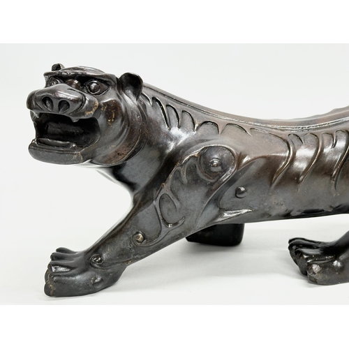 12 - An Early 20th Century Chinese Feng Shui bronze  Evil and Wealth Tiger. 38cm