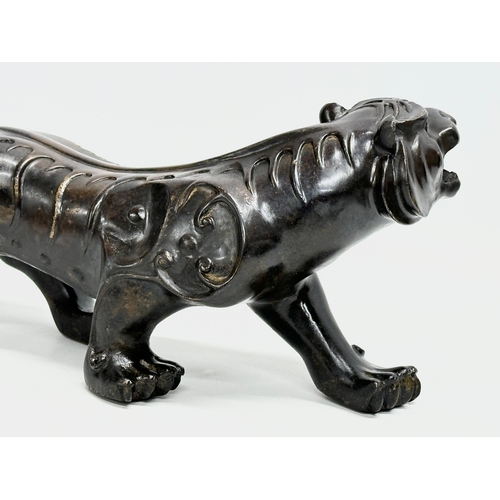 12 - An Early 20th Century Chinese Feng Shui bronze  Evil and Wealth Tiger. 38cm