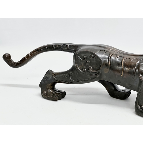 12 - An Early 20th Century Chinese Feng Shui bronze  Evil and Wealth Tiger. 38cm