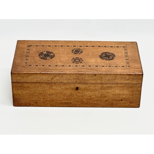 24 - A large Victorian inlaid mahogany jewellery box. 40x19.5x13cm