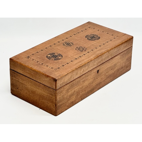 24 - A large Victorian inlaid mahogany jewellery box. 40x19.5x13cm