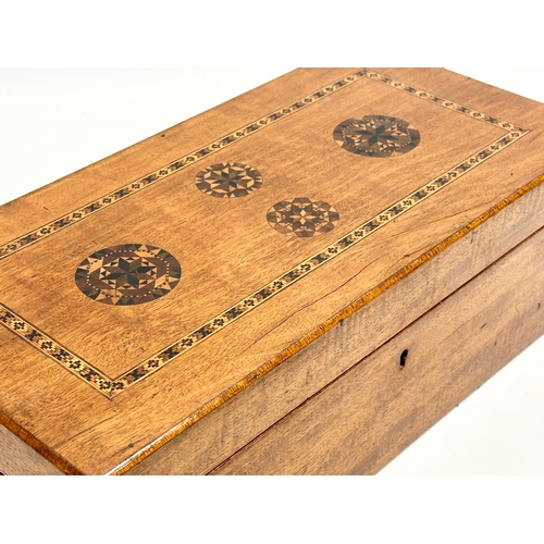 24 - A large Victorian inlaid mahogany jewellery box. 40x19.5x13cm