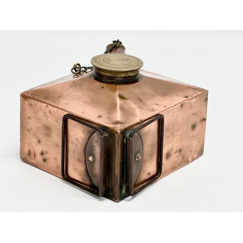 185 - A Victorian copper Sirram camping kettle. 14x12x10cm