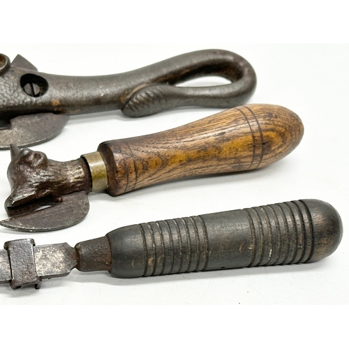 189 - 3 19th Century can openers. 19cm. 16cm. 14cm