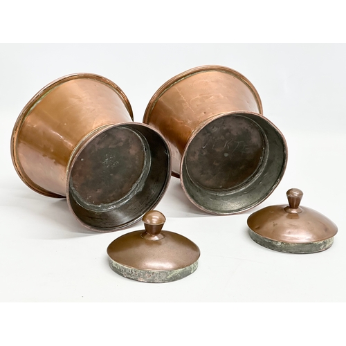 89 - A pair of Mid 19th Century Victorian copper tea canisters. 17x21cm