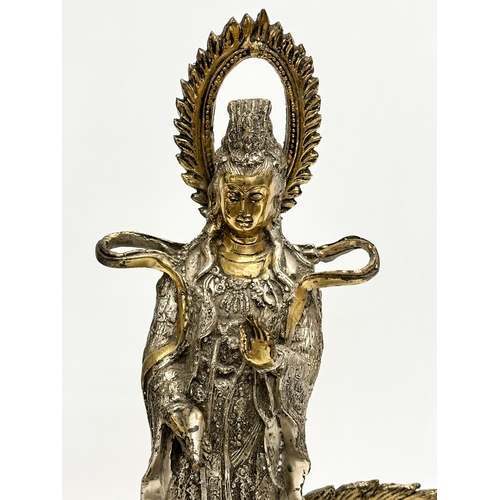 93 - A large Late 19th Century Chinese bronze Kwan Yin God of Mercy figurine. 20x39cm