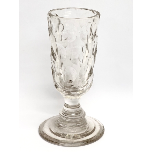 130 - A set of 5 Mid 19th Century Victorian lens cut ale glasses. Circa 1850-1870. Largest 20cm. 17.5cm.