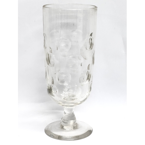 130 - A set of 5 Mid 19th Century Victorian lens cut ale glasses. Circa 1850-1870. Largest 20cm. 17.5cm.