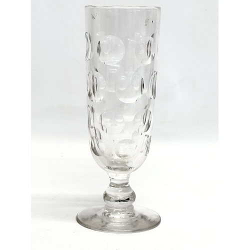 130 - A set of 5 Mid 19th Century Victorian lens cut ale glasses. Circa 1850-1870. Largest 20cm. 17.5cm.