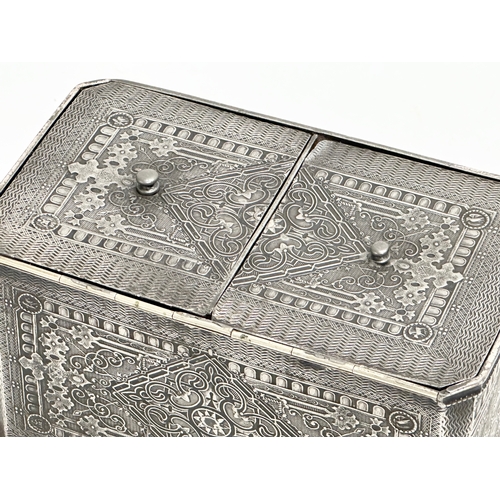 101 - A good quality Late 19th Century James Dixon & Sons silver plated tea caddy. 17x9.5x9.5cm