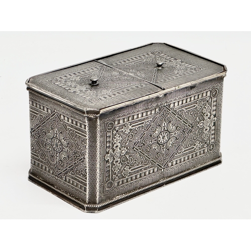 101 - A good quality Late 19th Century James Dixon & Sons silver plated tea caddy. 17x9.5x9.5cm