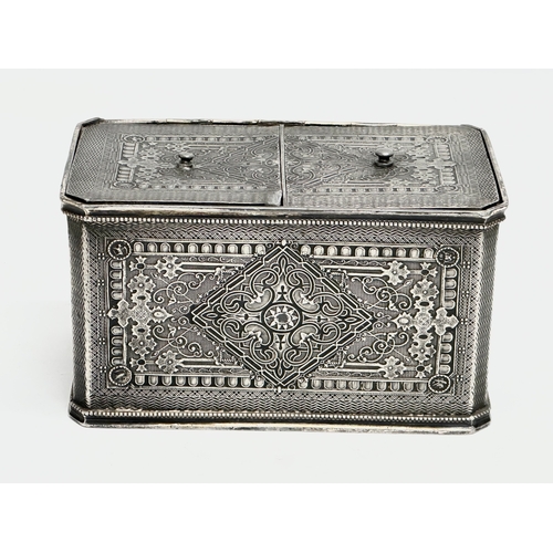 101 - A good quality Late 19th Century James Dixon & Sons silver plated tea caddy. 17x9.5x9.5cm