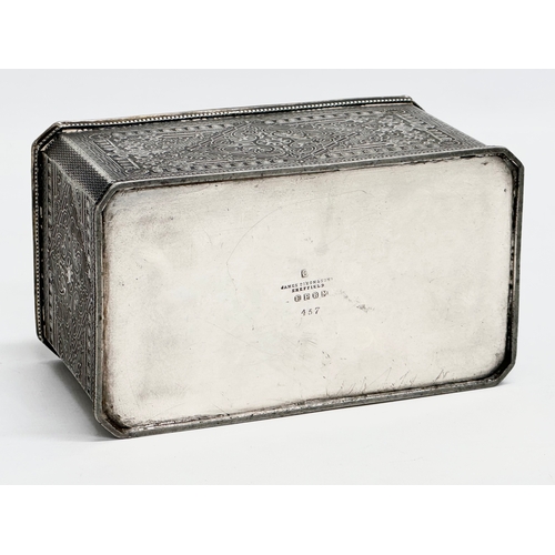 101 - A good quality Late 19th Century James Dixon & Sons silver plated tea caddy. 17x9.5x9.5cm