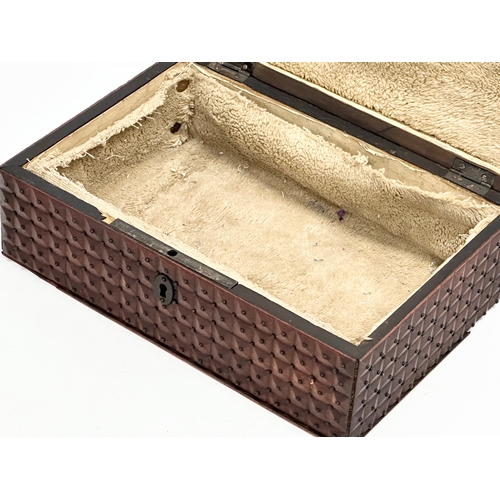 76 - A Late 19th Century Victorian jewellery box with metal studs. 24.5x16.5x9cm