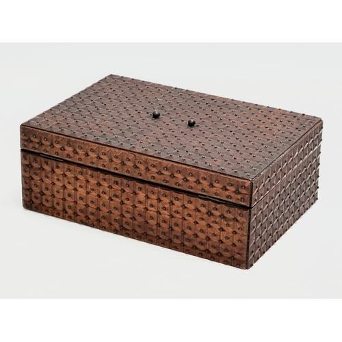 76 - A Late 19th Century Victorian jewellery box with metal studs. 24.5x16.5x9cm