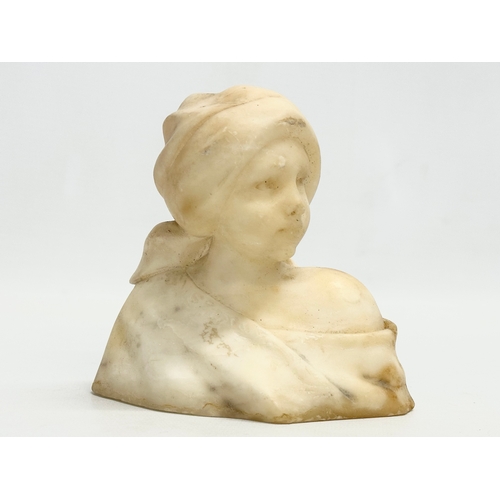 210 - 2 late 19th/Early 20th Century alabaster busts of Dutch women. 13cm