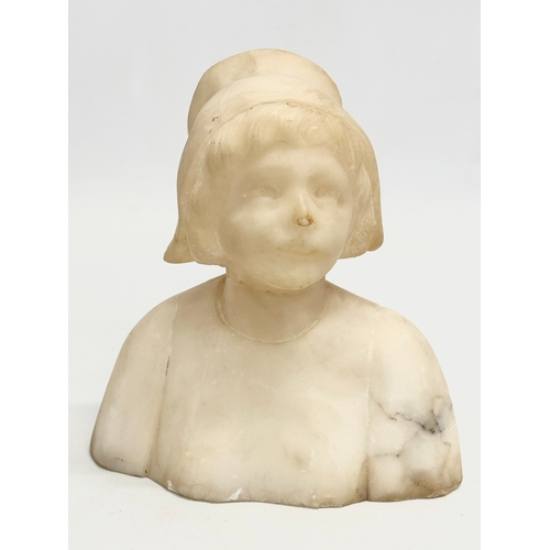 210 - 2 late 19th/Early 20th Century alabaster busts of Dutch women. 13cm