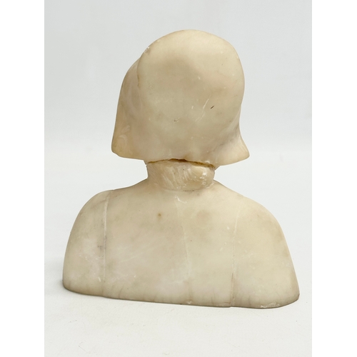 210 - 2 late 19th/Early 20th Century alabaster busts of Dutch women. 13cm