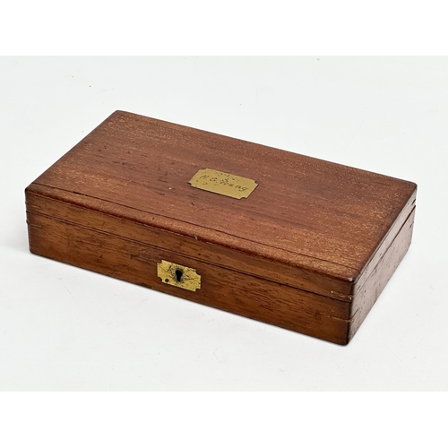 46 - A Late 19th Century Elliot Brothers bone and brass draughtsman’s set in mahogany case. 19.5x11x4.5cm