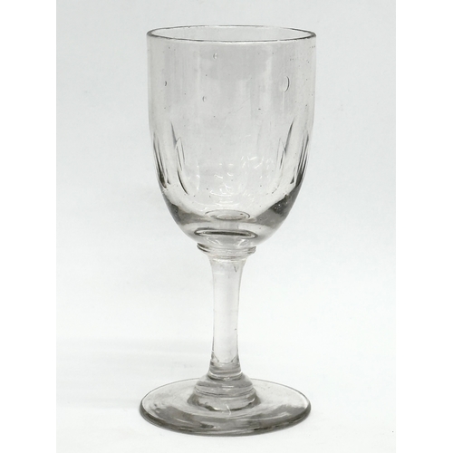 139 - A set of 6 Mid 19th Century Victorian lens slice cut Port glasses. Circa 1850-1870. 11.5cm, 12cm.